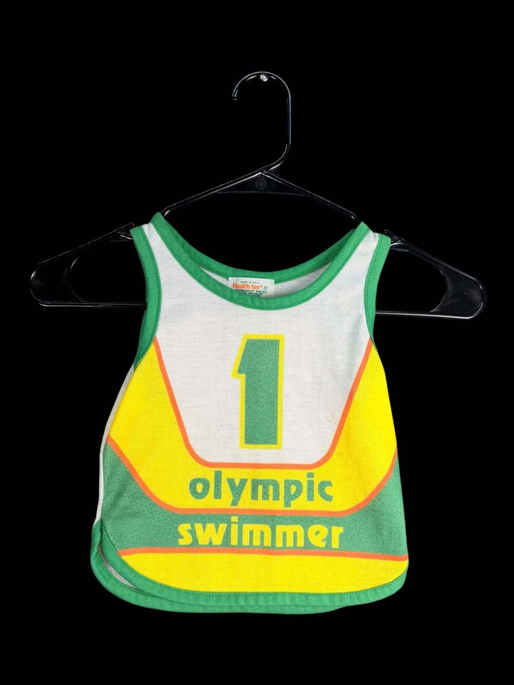 Vintage Health-tex Olympic Swimmer Toddler Graphic Tank Top Size 3T